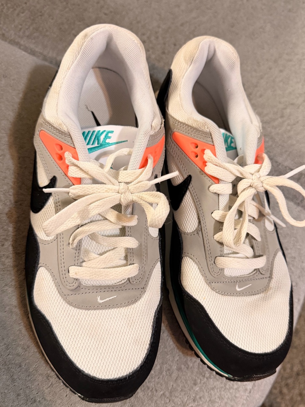 Nike Women’s Sneakers in White, Gray, Black & Coral - air max correlate